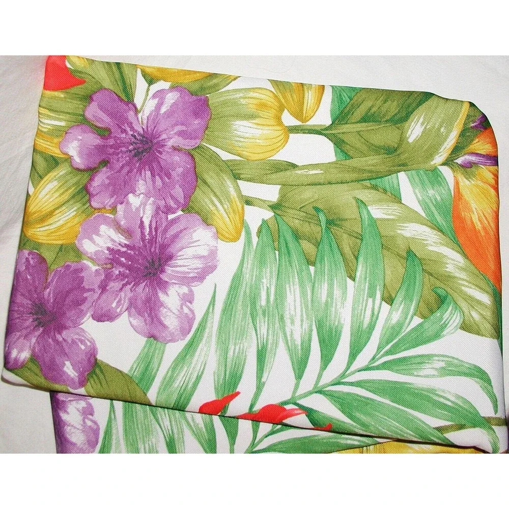 TROPICAL FLORAL Oblong 60x102 Patio Umbrella Table Zip-On Tablecloth 70s 80s NOS